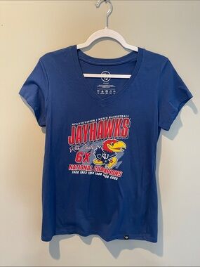 Kansas Jayhawks Women's Blue V-Neck Short Sleeve Tee